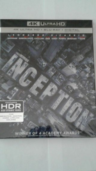 Inception 4k Blu Ray With Rare Oop Slipcover