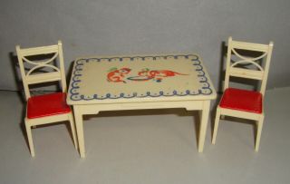 Vintage Renwal Kitchen Table Chairs Stenciled Dollhouse