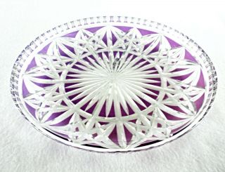 Rare Antique Baccarat Flawless Crystal Large Cake Plate W/ Purple Glass Overlay
