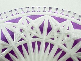Rare Antique BACCARAT Flawless Crystal Large Cake Plate w/ Purple Glass Overlay 3