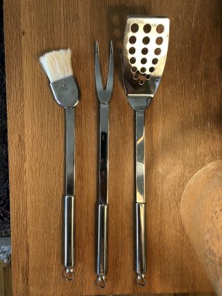 Vintage Rare Carlo Giannini 3 Piece Barbecue Stainless Steel Set Made In Italy