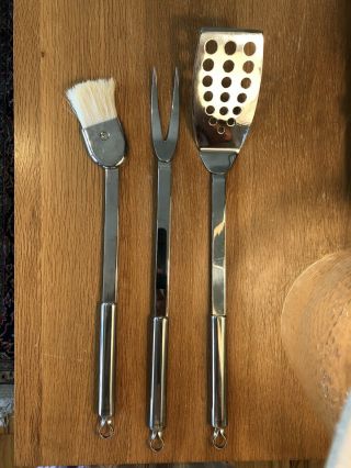Vintage rare CARLO GIANNINI 3 Piece Barbecue Stainless Steel Set made in Italy 2