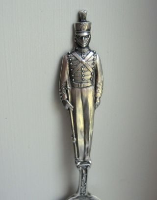 Watson Sterling Silver Full Figure US Military Soldier Souvenir Demitasse Spoon 2