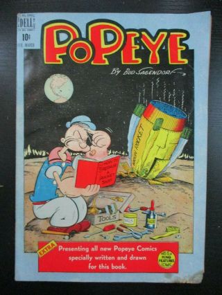Popeye 5,  1949 Rare Dell,  - Vg/vg,  Moon Rocket Cover - Crash Landing