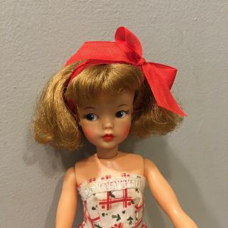 Vintage Ideal Tammy Doll In Red White Sun Dress Black High Top Shoes Blond