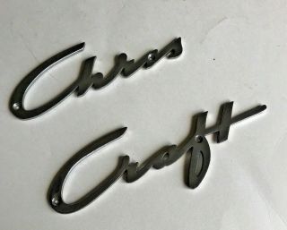 Vintage Metal Chrome Chris Craft Boat Side Emblem Logos Rare