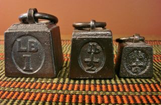 Antique English Scale Weights Vintage Scales Weight Set Of 3 Ring Weights