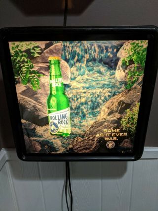 Rare Rolling Rock Beer Lighted Motion Waterfall Bar Sign Vintage Advertisement