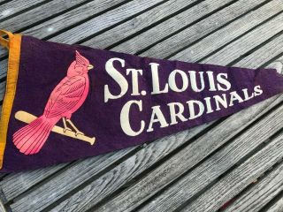 Rare Vtg St Louis Cardinals Baseball Pennant Banner - Purple - 12x29.  5
