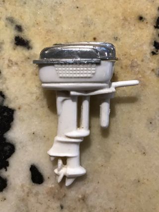 Vintage Plastic Toy Boat Outboard Motor Silver/white Ship Fishing Model Rare