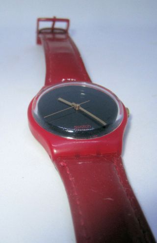 Rare 2002 Unisex Swatch Watch Swiss Made Black Pool (gr145) Red Patent Leather