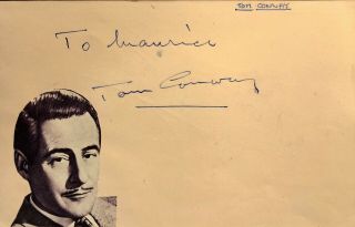 Tom Conway Autographed Hand Signed Cut Signature 1940 