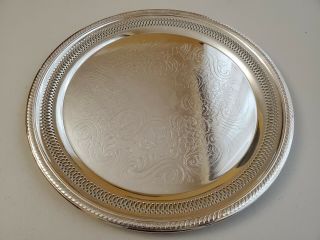 Vintage F.  B.  Rogers Round Silverplate Serving Tray 12 1/2 Inch 1883 6724