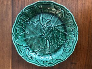 Vintage Majolica Green Leaf Plate 8.  25 " Antique