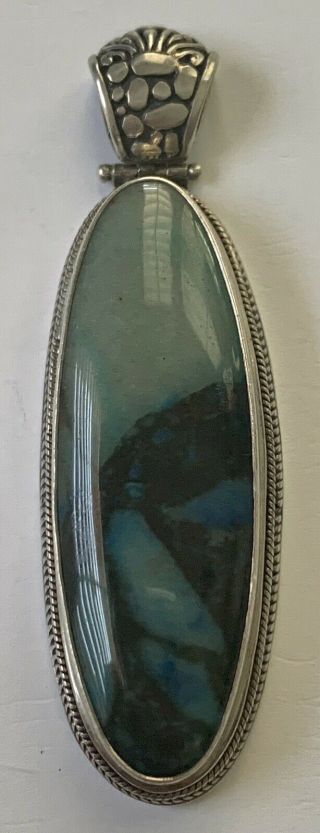 Rare Vintage Artisan Designer Sarda Sterling Silver.  925 Agate Pendant 3”,  30g