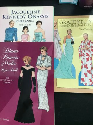 Tom Tierney Paper Dolls: Grace Kelly,  Princess Diana,  Jacqueline Kennedy Onassis