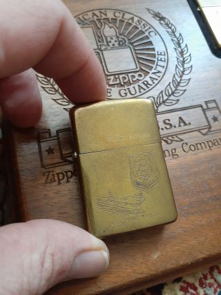 Very Rare 1983 Zippo Solid Brass Uss Tripoli Lph - 10 Lighter