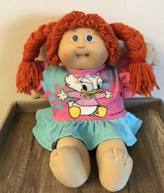 Vintage Cabbage Patch Kid 16” Cpk Doll Red Hair Blue Eyes Braids Disney 1985