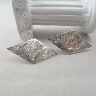 Vintage Morgan Smith Diamond Shaped Embossed Sterling Silver Cuff Links Wt 17.  5g