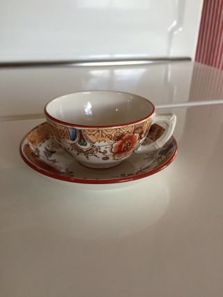 Antique French Opaque De Sarreguemines Demitasse Cup & Saucer 2