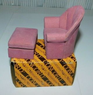 Vintage Concord Miniatures Dollhouse Furniture Sofa Chair & Foot Rest 8318 2