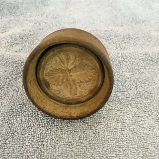 Antique Carved Miniature Wooden Butter Mold With Acorn Leaf Design