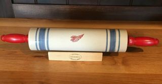 Red Wing Crock Rolling Pin With Wood Stand
