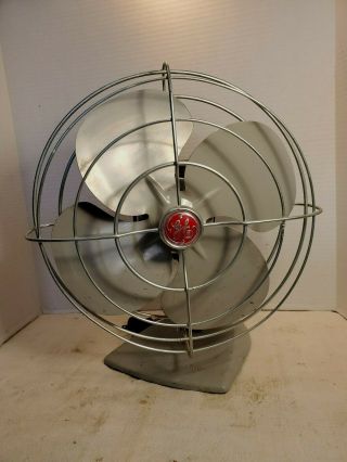 Antique Vintage Ge 2 Speed 12 " Oscillating Fan Table Top,  Desk,  Kitchen Office