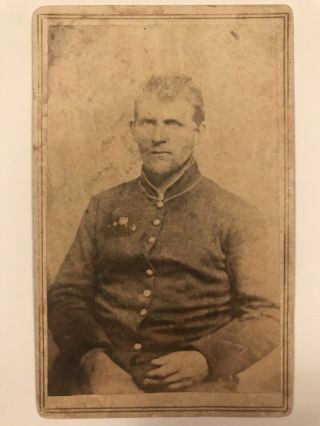 Rare Antique Civil War Soldier With Slicked Spiky Hair Cdv Photo