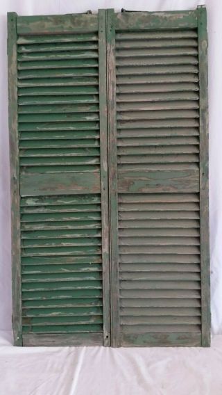 Antique Victorian Pair Wood Shutters Peg,  Mortise & Tenon 16 " X 54 " House Window