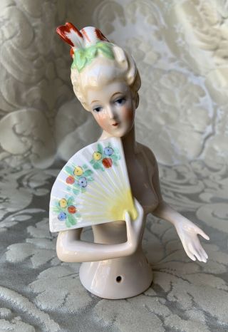 Rare Large Half - Doll/demi - Figurine/buste Porcelaine/teepuppe/art Deco/hertwig/xl