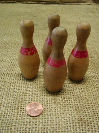 Vintage Miniature Bowling Pin Set Antique Wooden Old