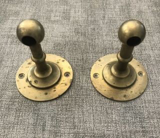 Vtg Solid Brass Towel Bar Ends Door Push Pull Patina Old Victorian Colonial