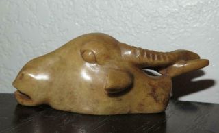 Antique Chinese Carved Shoushan Stone Ox Or Cow Head Figure Statue