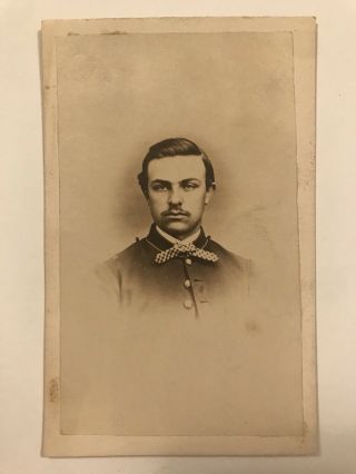Rare Antique Civil War Soldier With Bow And Mustache Cdv Photo