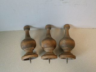 Three Vintage Style Wood Wooden Clock Or Furniture Finials 4 3/8 " High