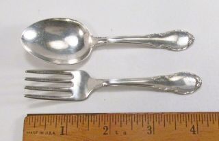 Vintage 1941 Lunt Usa Modern Victorian Sterling Silver Baby Fork & Spoon Set