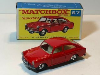 Matchbox Lesney Superfast 67a Volkswagen 1600tl Red W/ Rare Red Script Box