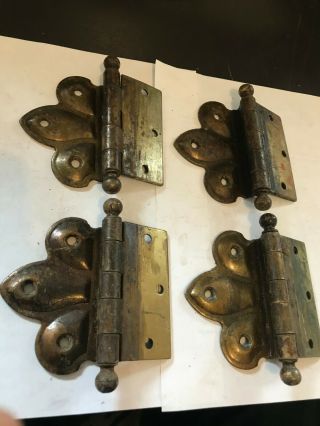 4 Antique Arts Craft Brass Plated Steel 3 1/2 " Door 3/4 " Offset Butterfly Hinges