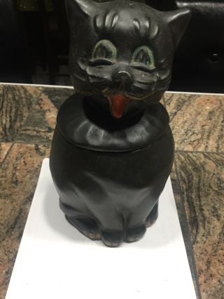 Rare Vintage Mccoy Coalby Black Cat Cookie Jar
