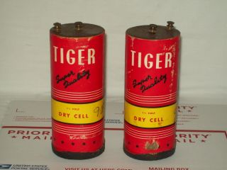 Two Vintage Tiger Quality Telephone Cell Batteries For Antique Wall Phone