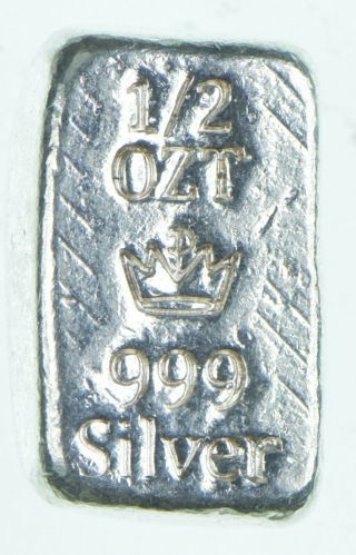 Rare Silver 1/2 Oz.  Crown Bar.  999 Fine Silver 390