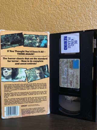 Last House on the Left VHS UNCUT,  UNRATED Version Wes Craven Horror Vestron RARE 2