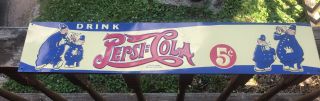 Rare 1940 Drink Pepsi Cola Police Cop Pete Embossed Tin Tacker Sign Soda Pop
