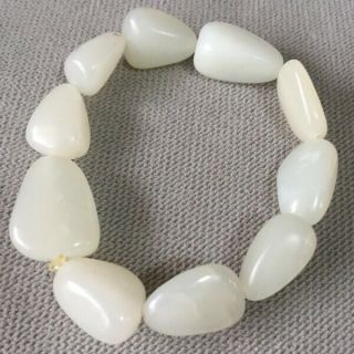 Chinese Antique White Hetian Jade Bracelet