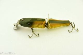 Vintage Creek Chub Jointed Pikie Minnow Antique Fishing Lure Golden Shiner RS4 2
