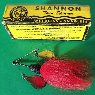 Vintage Shannon Twin Spinner Fishing Lure And Box Jamison Tackle,  Chicago Il Nib