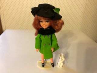 Vintage 1967 Uneeda Tiny Teens Mod Doll W Dog Stand