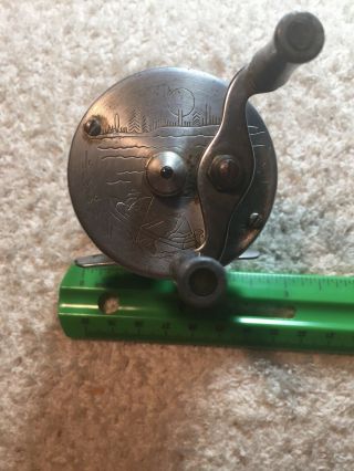 Vintage Bronson Mercury No.  2550 Fishing Reel Engraved End Caps