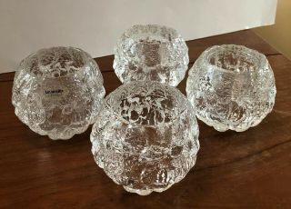 Rare 4 Vtg Le L.  E.  Smith Crystal Glass Snowball Ice Votive Candle Holders